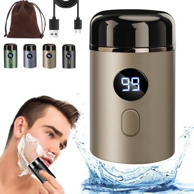 2025 New Mini Carry-On Electric Shaver, Mini Portable Electric Shaver, Digital Portable Shaver, Waterproof 3D Micro Float Shaver, Mini Shavers for Men Travel Razor (Brown)
