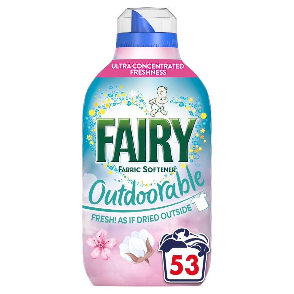Fairy Outdoorable Fabric Conditioner, Cherry Blossom and Nordic Cotton, 53 Washes, Sensitive Skin