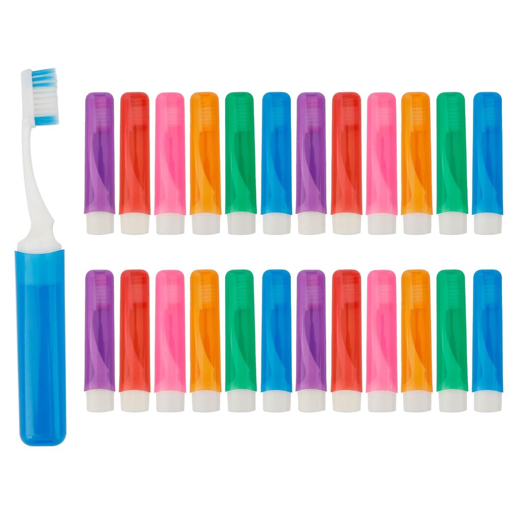 24PCS Travel Toothbrush Travel Toothbrush Set Portable Travels Size Toothbrushes Mini Toothbrushes Folding Traveling Tooth Brush with Case Individually Wrapped Small Tooth Brush for Home Camping