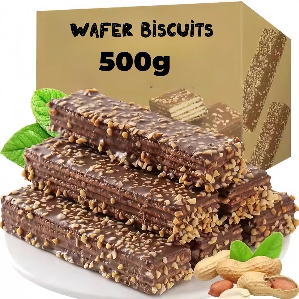 Jgfwat - 500g Chocolate Wafer Biscuit Coating Sandwich with Nuts and Fruit Flavor Wafers Nutritious Breakfast Snacks - Mixed Flavors
