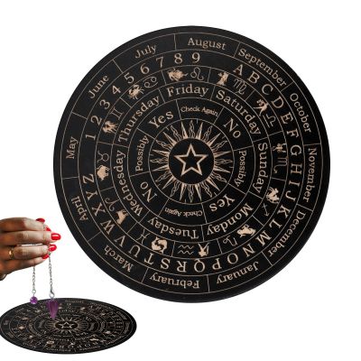 Pendulum Board Crystal Dowsing Set, Natural Amethyst Crystal Wooden Spirit Board Ouija, Metaphysical Dowsing Divination Planchette Board, Divination And Dowsing Crystal Pendulum