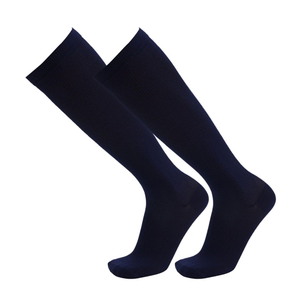 Compression Socks For Men & Women Graduated Knee High Compression Stockings Calf Leg & Foot Lace Knee High Stockings (Navy, XXL)