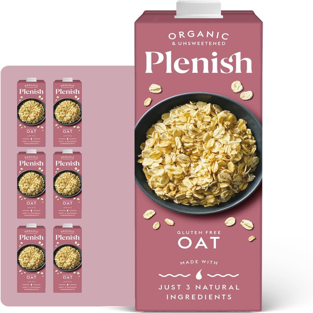 Plenish Organic Unsweetened Oat Milk 1L (Pack of 6)