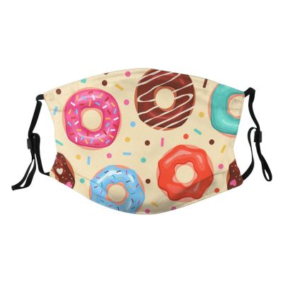 Reusable Cloth Face Mask,Colorful Donuts Pattern Adult Washable Face Cover With Adjustable Earloops Nose Wire