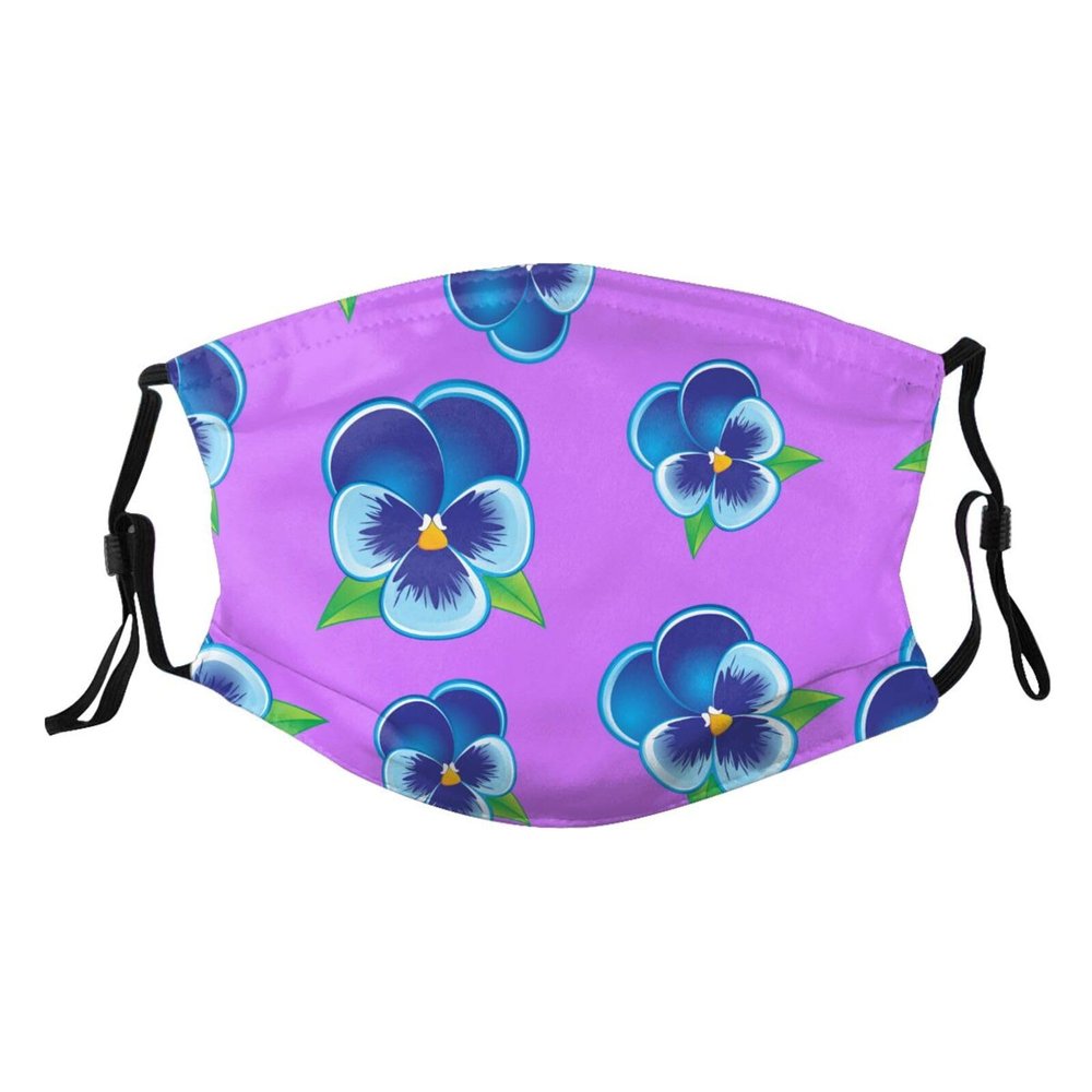Reusable Cloth Face Mask,Lilac Pansy Floral Pattern Adult Washable Face Cover With Adjustable Earloops Nose Wire