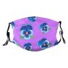 Reusable Cloth Face Mask,Lilac Pansy Floral Pattern Adult Washable Face Cover With Adjustable Earloops Nose Wire view 1