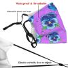 Reusable Cloth Face Mask,Lilac Pansy Floral Pattern Adult Washable Face Cover With Adjustable Earloops Nose Wire view 3