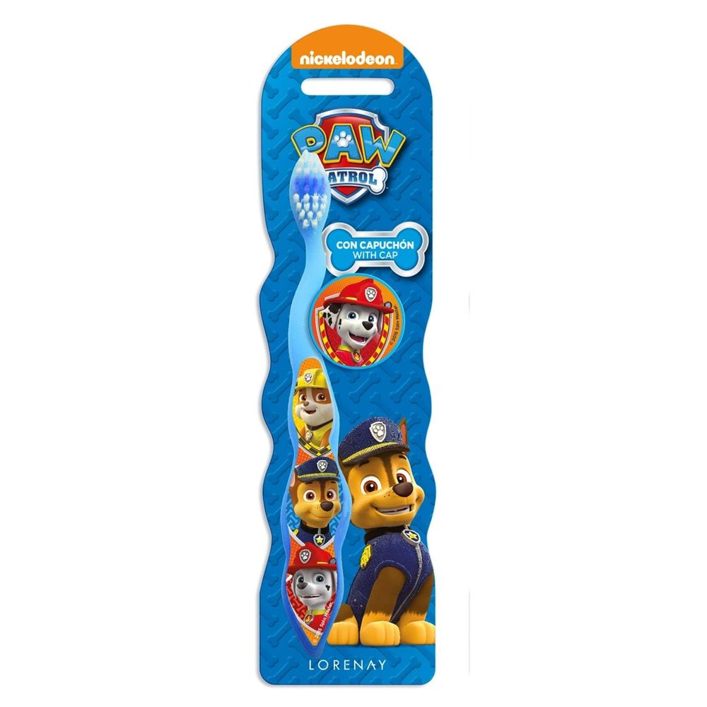 Paw Patrol Chase Little Teeth Whitening Toothbrush for Kids with Protection Cap, Soft Bristles, Non-Slip Handle for Children Aged 3-12 Years Old | BPA-Free & Non-Toxic Manual Toothbrush