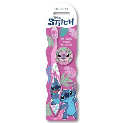Disney Stitch Little Teeth Whitening Toothbrush for Kids with Protection Cap, Soft Bristles, Non-Slip Handle for Children Aged 3-12 Years Old | BPA-Free & Non-Toxic Manual Toothbrush