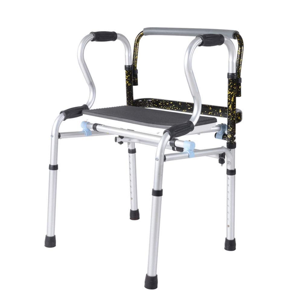 Wheelchair, Lightweight Folding Adjustable Walking aid, Elderly Walker with Walking aid Disabled Folding hemiplegic Aluminum Booster Four-Legged Walking Stick