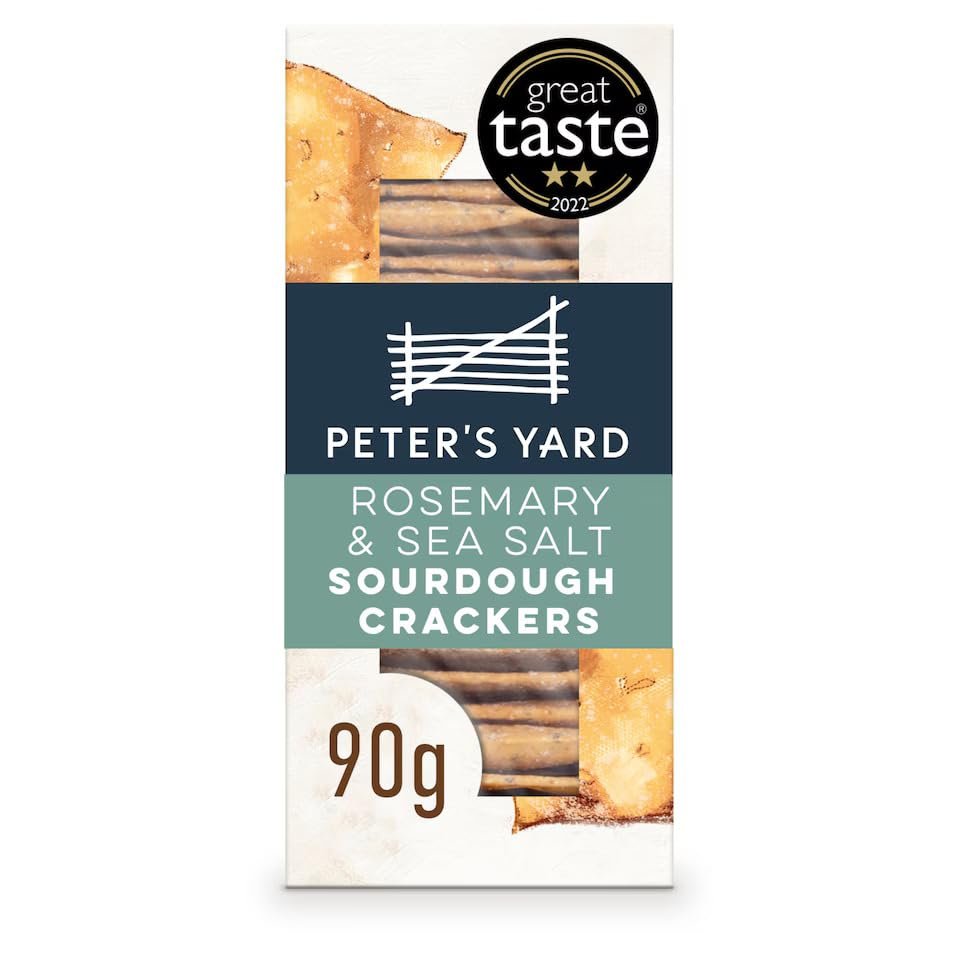 Rosemary & Sea Salt Sourdough Crackers 90g, Low in Sugar, High in Fibre, No Artificial Colours, Flavours or Preservatives, Suitable for Vegans