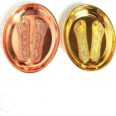 RK NAUTICAL INSTRUMENT Decorative Charan Paduka Set, Copper and Brass Plates, 3 inch, 5-Piece Religious Gift Set
