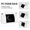 Crescent Moon on Black Background Tissue Box Cover Tissue Box Holder PU Leather Tissue Box Cover Rectangle Tissue Box Covers Tissue Box Cover Square Tissue Cover for Bathroom Car Office view 4