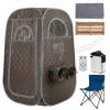 COSTWAY Portable Sauna Steam, Folding Full Body Sauna Tent Steam Room with 1000W 3L Generator, Chair, Foot Massager & Leg Holes, Pop-Up Personal Home SPA Cabin Box for Therapy Detox Slimming (Grey) view 1