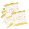 100 Pack Happy Birthday Napkins Bulk, Scalloped Disposable Cocktail Napkins White and Gold Birthday Napkins 2 Ply Paper Napkins for Birthday Party Supplies, 6.5X6.5 Inch view 1