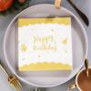 100 Pack Happy Birthday Napkins Bulk, Scalloped Disposable Cocktail Napkins White and Gold Birthday Napkins 2 Ply Paper Napkins for Birthday Party Supplies, 6.5X6.5 Inch view 4
