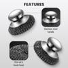 2025 New Stainless Steel Wool Scrubber with Handle, Heavy Duty Scrubber Detachable Metal Steel Scrubber Wool Pads for Cleaning Dishes, Cast Iron Pots, Stoves, Kitchen Sink (3 Pcs) view 2