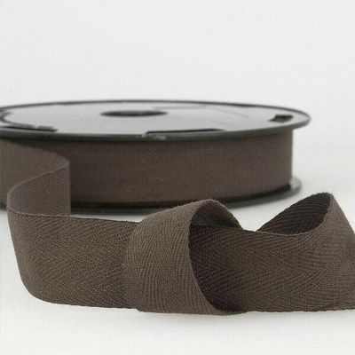 25mm Pure Cotton Herringbone Twill Tape Binding 37 Colours Buy 1 2 4 or 8m+ 675D, 056 Dark Brown, 2 Metres
