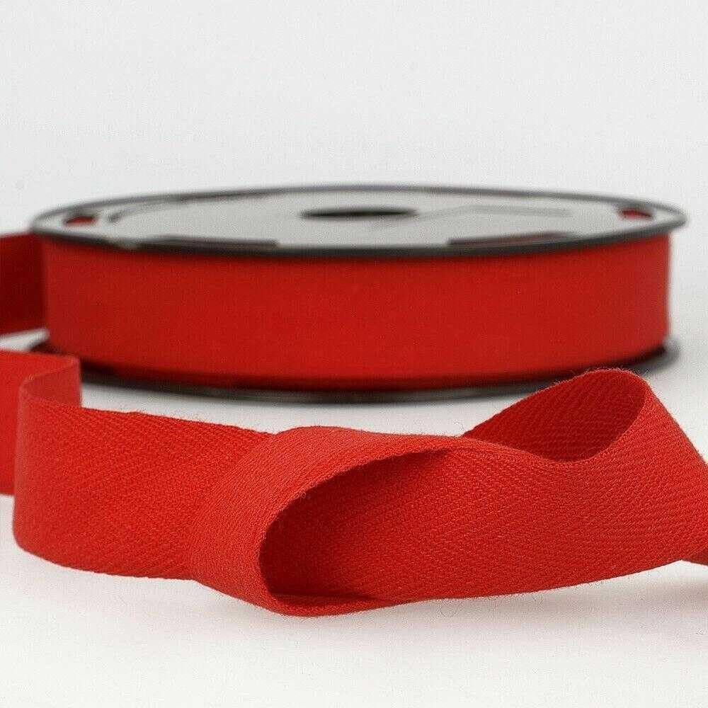 25mm Pure Cotton Herringbone Twill Tape Binding 37 Colours Buy 1 2 4 or 8m+ 675D, 008 Red, 1 Metre