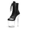 Women's 20 CM/8 inch High Heels Transparent Platform Ankle Boots. Large Size Shoes for Cosplay Costume, Pole Dance, Strip Clubs,Matte Black,8 UK view 1