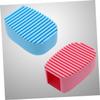 NOLITOY Mini Silicone Clothes Washing Brush Set 2pcs Handheld Laundry Scrubbing Brush with Non-slip Grip for Delicate Fabric Cleaning Blue and Pink view 2