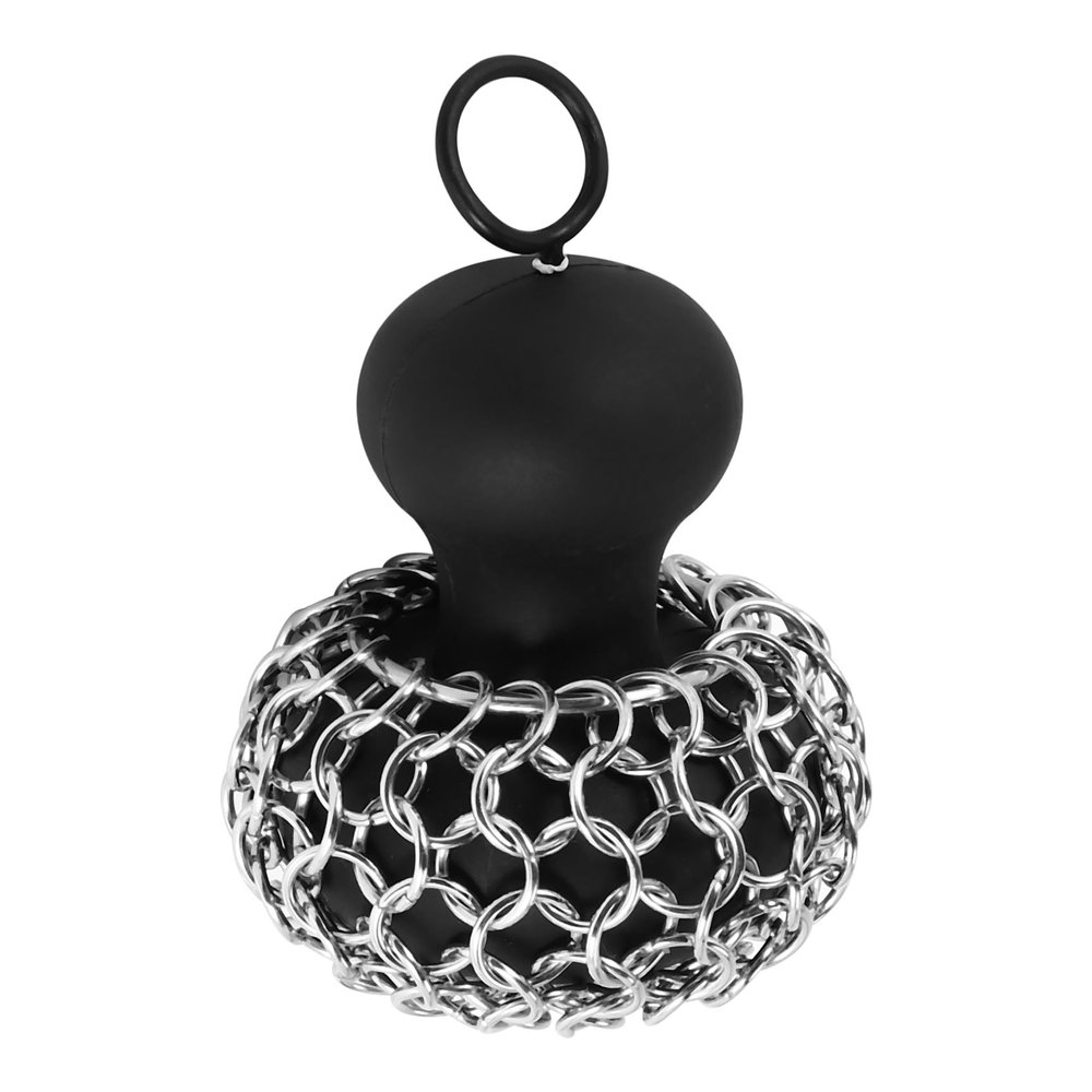 Losueeun Cast Iron Chain Scrubber, Cast Iron Pan Cleaner for Frying Pan Cleaner, Cast Iron Pan Cleaner, Chain, Black