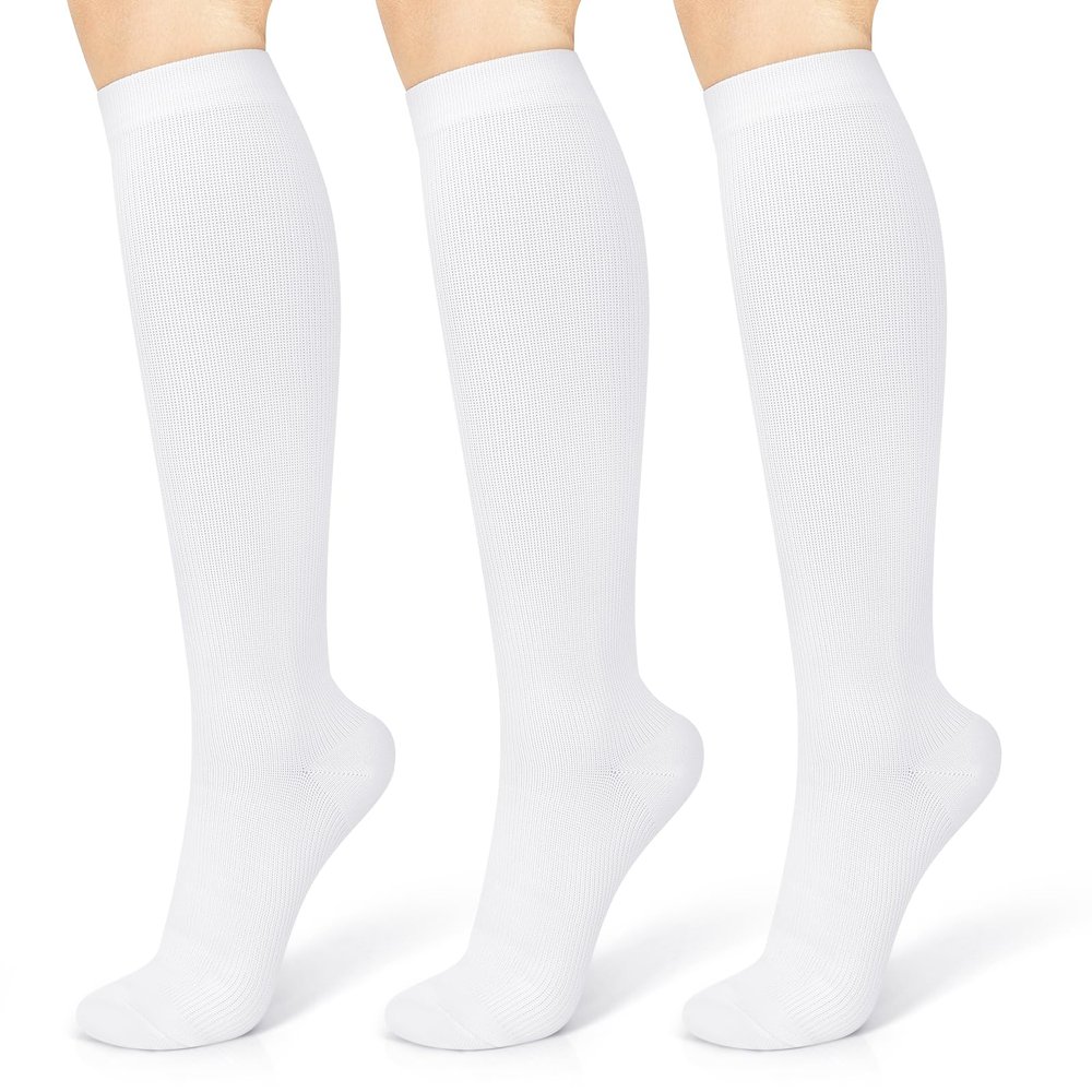 3 Pairs Compression Socks 15-20 mmhg for Men & Women, Support Socks Compression Stockings for Running, Swelling, Nurse, Flight, Nurses,Edema