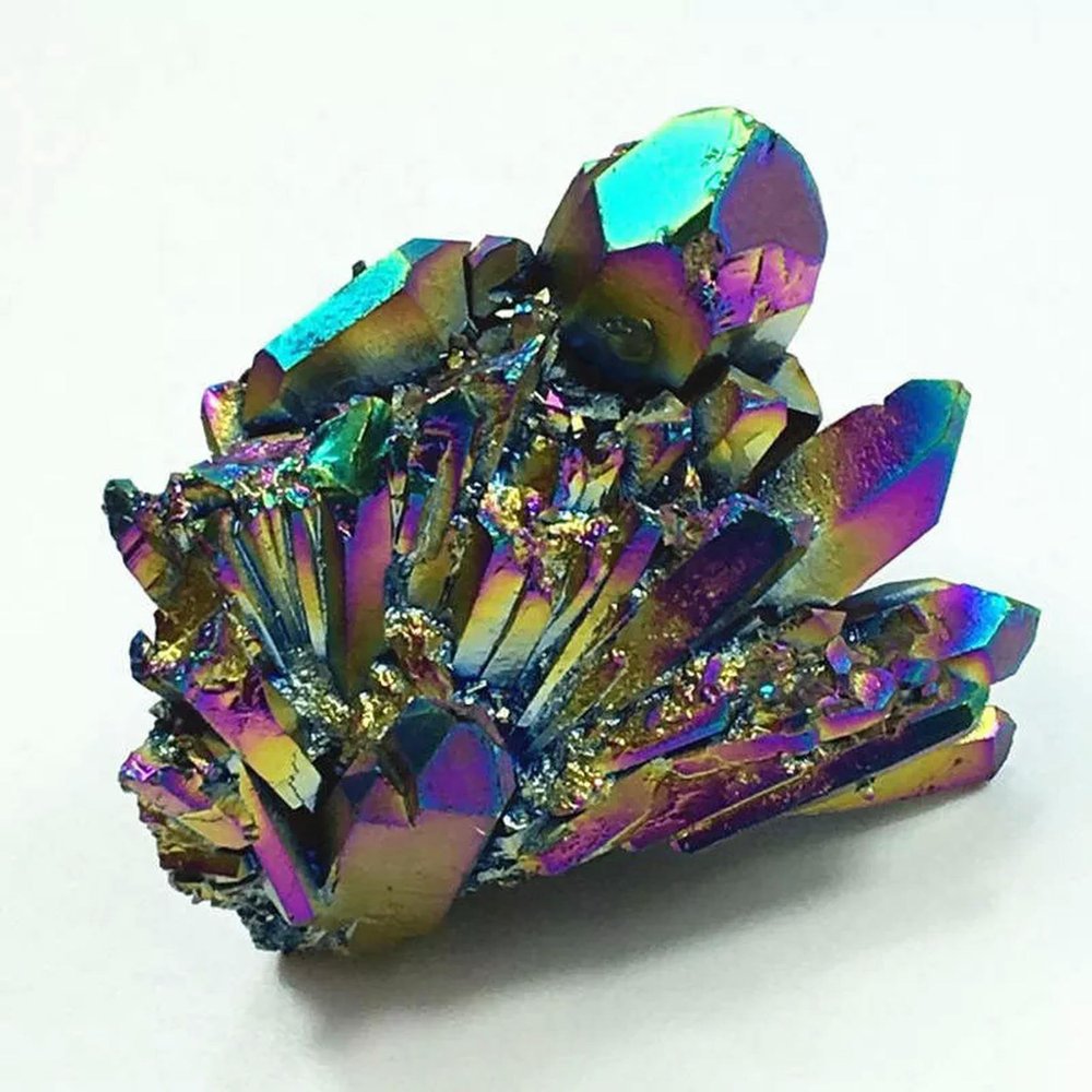 10Pcs 150g Natural Rainbow Quartz Crystal Cluster VUG Titanium Specimens