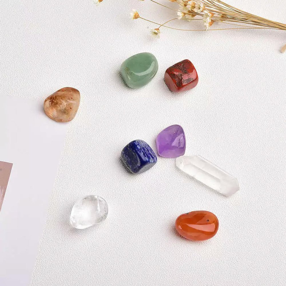 10Sets Natural 7 Quartz Crystal Balance Crushed Stone Decor Gift
