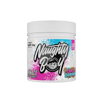 Naughty Boy Menace V2 Pre Workout Powder, High Stim Energy, Pump & Focus Formula with PeptiPump, Citrulline & Beta Alanine, 60 Servings, Candy Bubblegum