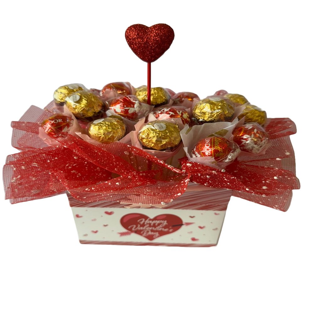 Luxury Bouquet Gift Decorative Box & Bow Romantic Valentines Day, Anniversary & Special Occasion Gift