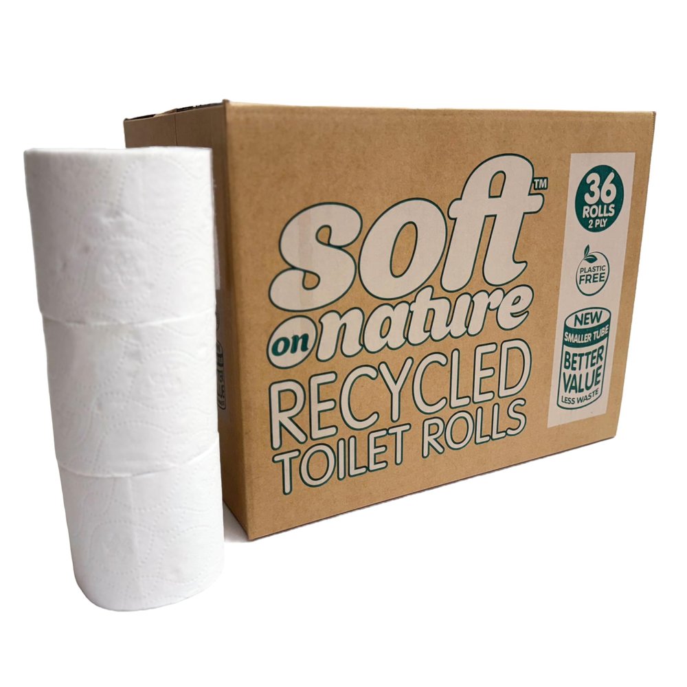 36 Recycled Soft on Nature Eco Toilet Rolls Sustainable Tissue Paper, Plastic Free, UK Made