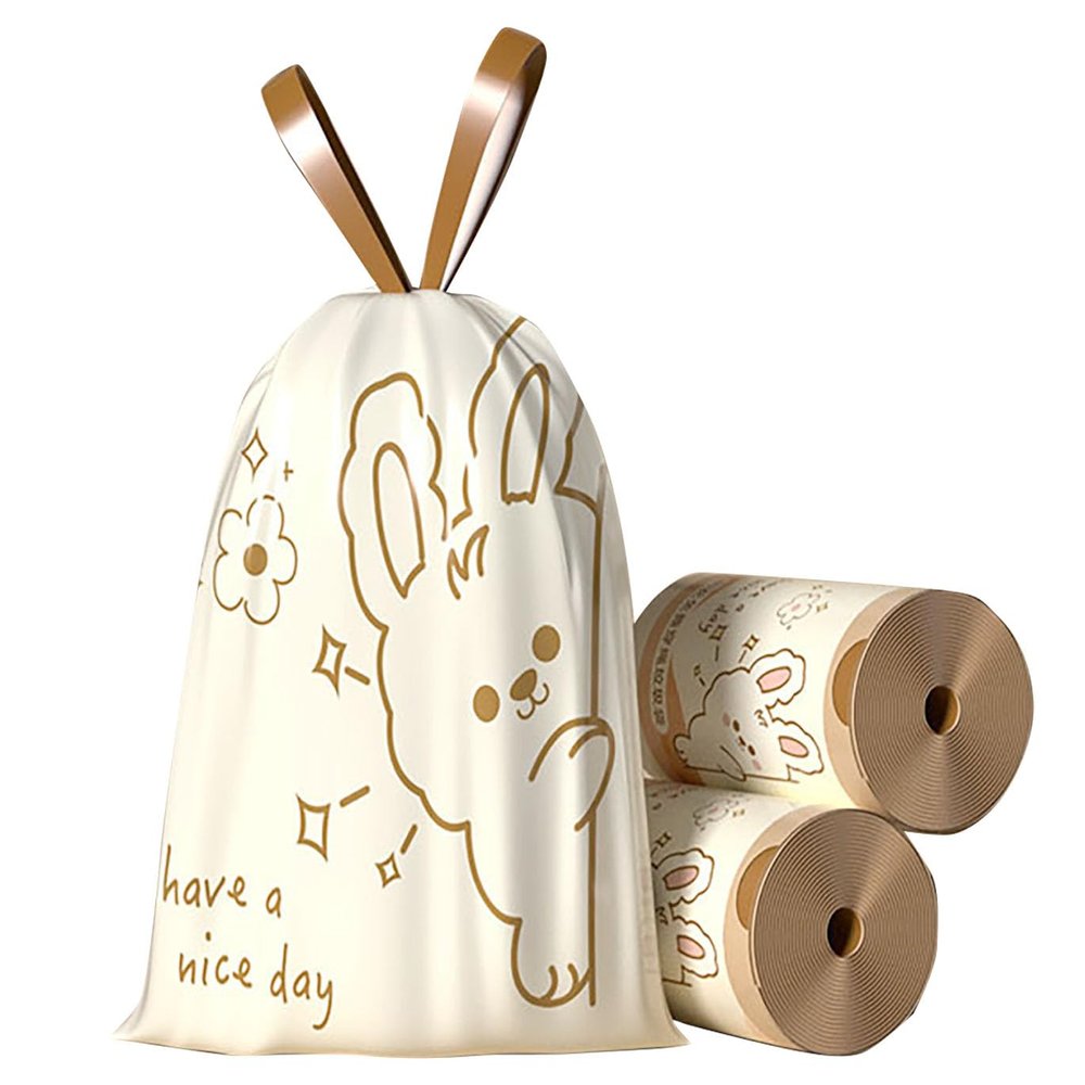 4 Gallon Small Trash Bags No-Tearing Drawstring 1.1 Mil Thick - Rabbit 120 Count Small Garbage Bags for Bathroom Kitchen Toilet Home Office and Bedroom