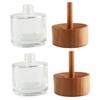ABOOFAN 2pcs Reed Diffuser Bottles Empty Glass, 50ml Essential Oil Diffuser Bottle with Wooden Cap, Decorative Mini Vase for Desktop Room Decor view 1