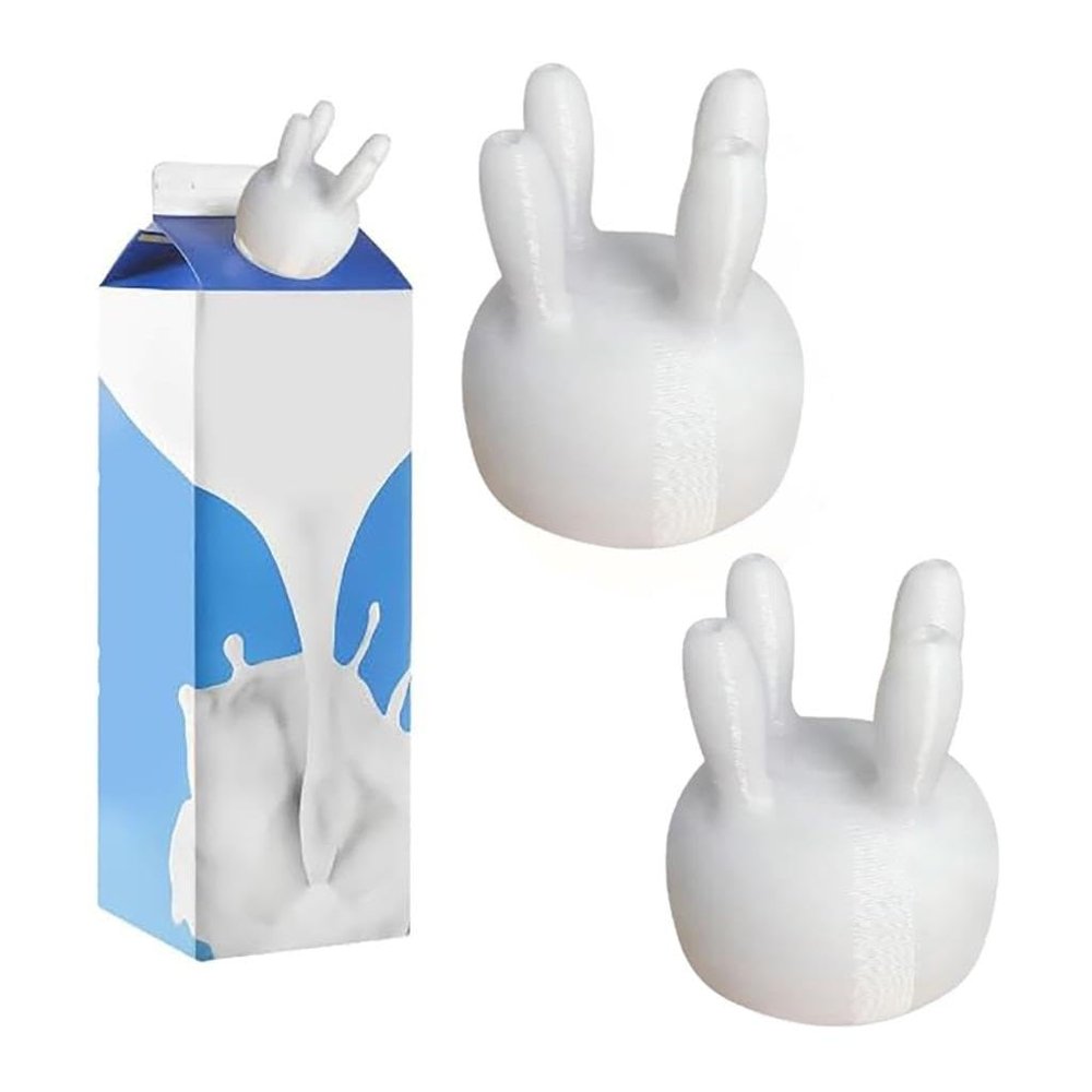 2PCS Cow Udder Milk Carton Cap 3D Printing Funny Pouring Milk Bottle Cap Reusable Milk Diverter for Boxed Milk Leak Proof Cow Udder Milk Carton Cap Convenient Milking Machine Kitchen Utilities Gifts