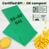 55-60 Gallon Compostable Trash Bags Liners, Heavy Duty Extra Thick 1.57 Mil, 208.2 Liter, 15 Bags, Lawn, Yard, and Restaurant Use, ASTM D6400, US BPI, OK Compost Home Certified view 3