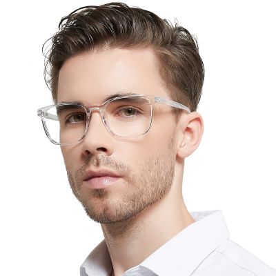OCCI CHIARI Oversized Mens Reading Glasses Square/Rectangle Readers Glasses for Men Fashion Magnified Reading Glasses for Reading Spring Hinge(Transparent, 275)