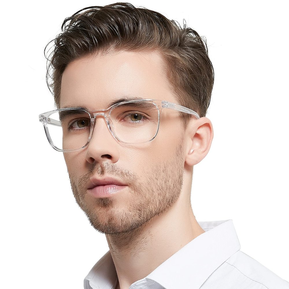 OCCI CHIARI Oversized Mens Reading Glasses Square/Rectangle Readers Glasses for Men Fashion Magnified Reading Glasses for Reading Spring Hinge(Transparent, 275)