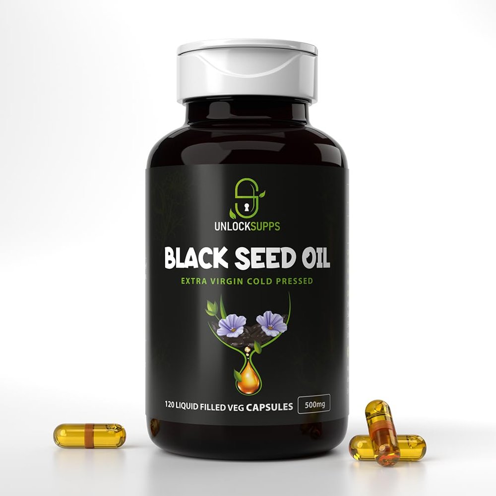 UnlockSupps Cold Pressed Black Seed Oil Capsules 500mg, 120 Liquid-Filled Vegan Capsules, Nigella Sativa for Immune Support, Joint HealthFast Absorption, Heat-Resistant