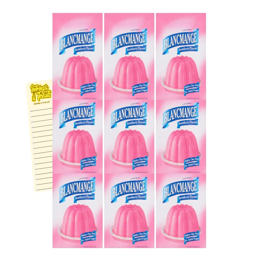 Dessert Bundle with Pearce Duff's Strawberry Blancmange 35g x9 and Intrinsic Treats Shopping List Card