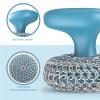 Purgreat Cast Iron Scrubber | Dish Scrub Brush | 316 Cast Iron Cleaner Chainmail Scrubber for Cast Iron Pan Skillet Cleaner - Blue view 3