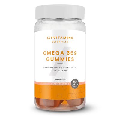 Myprotein Omega 3-6-9 Peach Flavored Gummies Vegan Omega Supplement with Flaxseed & Borage Oil Essential Fatty Acids for Heart, Brain, Joint & Eye Health 60 Chewable Gummies