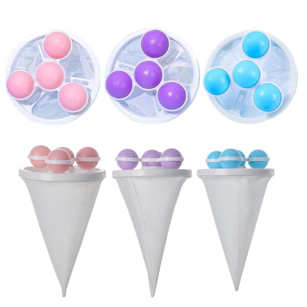 Lint Mesh Bag, Laundry Hair Filter Floating Fluff Catcher, Washing Machine Accessories 3Pcs Push Bubble Washer Balls (3pcs)