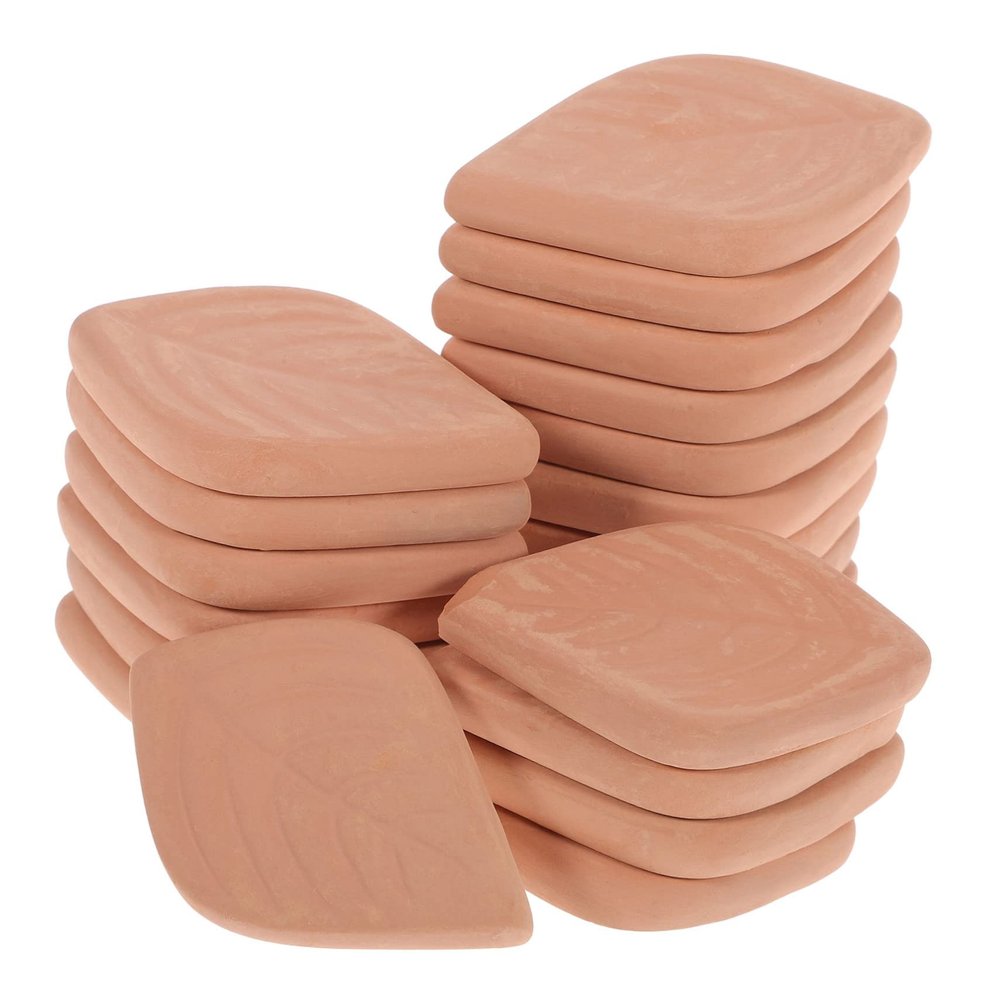 CHILDWEET Clay Moisture Absorber 20pcs Pack, Portable Pottery Dehumidifiers with Leaf Shape Design Made from Red Pottery, Prevents Dampness and Keeps Food and Dried Herbs Fresh and Dry