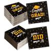 100 PCS Graduation Party Disposable Napkins, 6.5x6.5 Inch Paper Napkins, Congrats Grad Napkins 2 Ply, Star Dinner Hand Napkin for College High School Graduation Party Supplies Black view 1