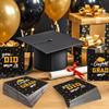 100 PCS Graduation Party Disposable Napkins, 6.5x6.5 Inch Paper Napkins, Congrats Grad Napkins 2 Ply, Star Dinner Hand Napkin for College High School Graduation Party Supplies Black view 4