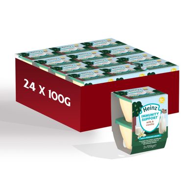 Heinz Baby Food Milk & Vanilla Immunity Support Pots 12x100g