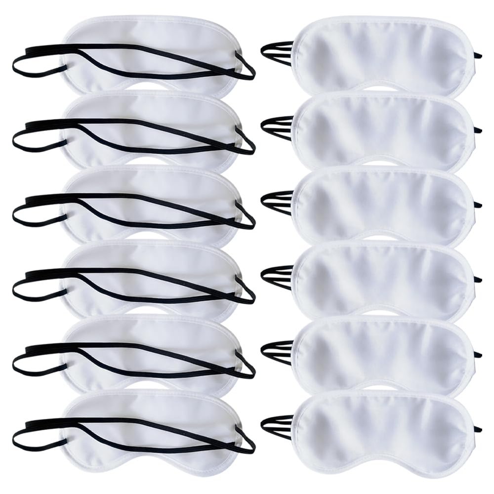 12 Pcs Solid Color Eye Masks Sleeping Eye Covers Soft Sleep Blindfolds Night Time Eye Masks Elastic Strap Eye Masks DIY Sleep Eye Masks Party Favor Eye Masks for Travel Home