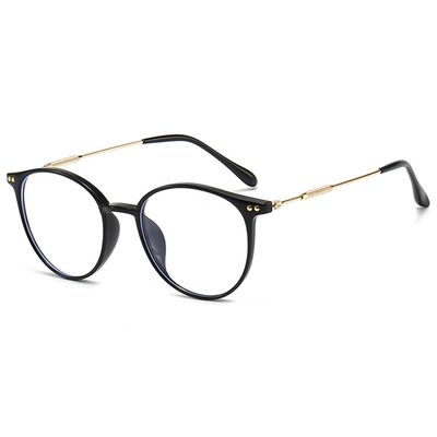 ABETOS Round Reading Glasses for Women Men Blue Light Blocking Glasses Oval Metal Retro Fashion Lightweight Computer Eyeglasses Readers Anti Eyestrain, Gloss Black+2.0