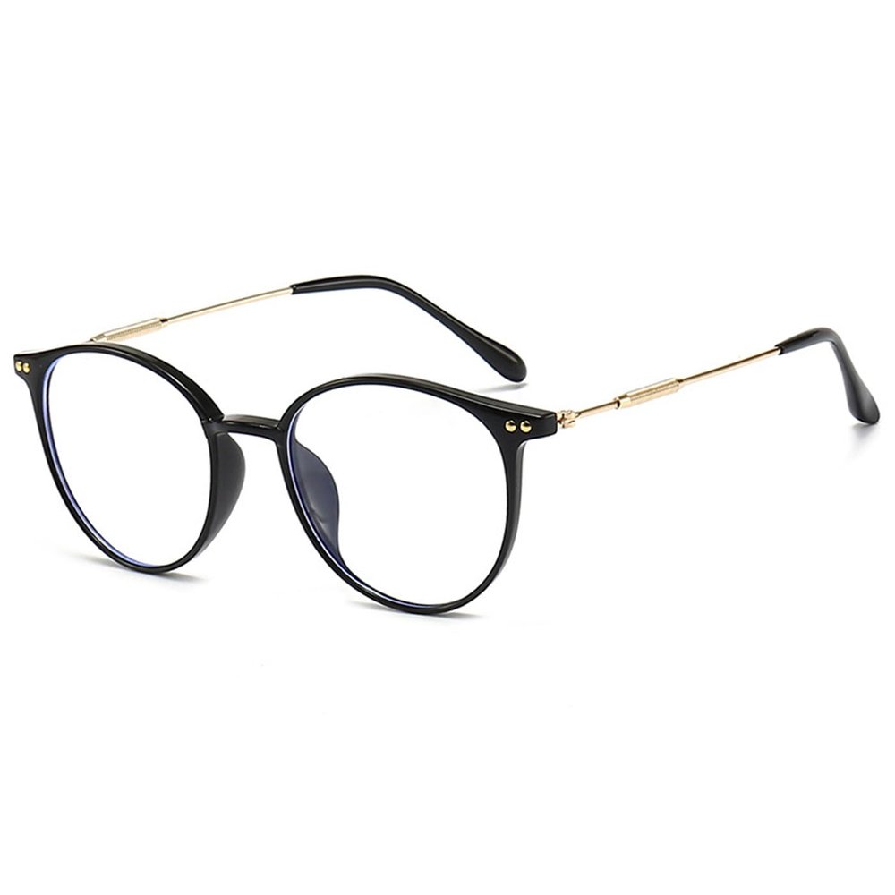 ABETOS Round Reading Glasses for Women Men Blue Light Blocking Glasses Oval Metal Retro Fashion Lightweight Computer Eyeglasses Readers Anti Eyestrain, Gloss Black+2.0